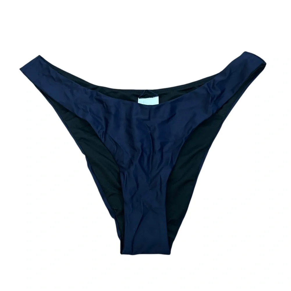 J. Crew Solid Navy Curved-Waist Cheeky Bikini Bottom Women’s Sz Medium BC125 NWT